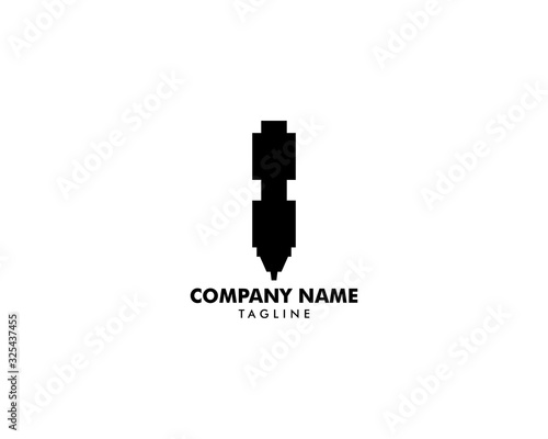 Laser Cutting Machine Logo Design Icon Vector Illustration, CNC Laser Machine Head, Laser Engraving Machine