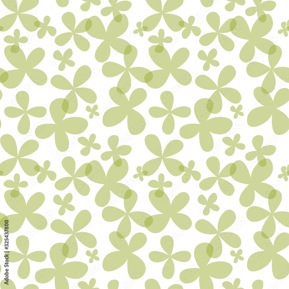 Vector seamless pattern with green four leaf clovers. Happy St. Patrick's Day. Perfect for card, invitation, poster, print, wrapping paper, packaging design Vector seamless pattern with green four leaf clovers. Happy St. Patrick's Day. Perfect for card, invitation, poster, print, wrapping paper, packaging design