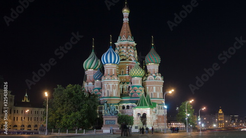 St. Basils cathedral and monument to Minin and Pozharsky timelapse  in Moscow, Russia