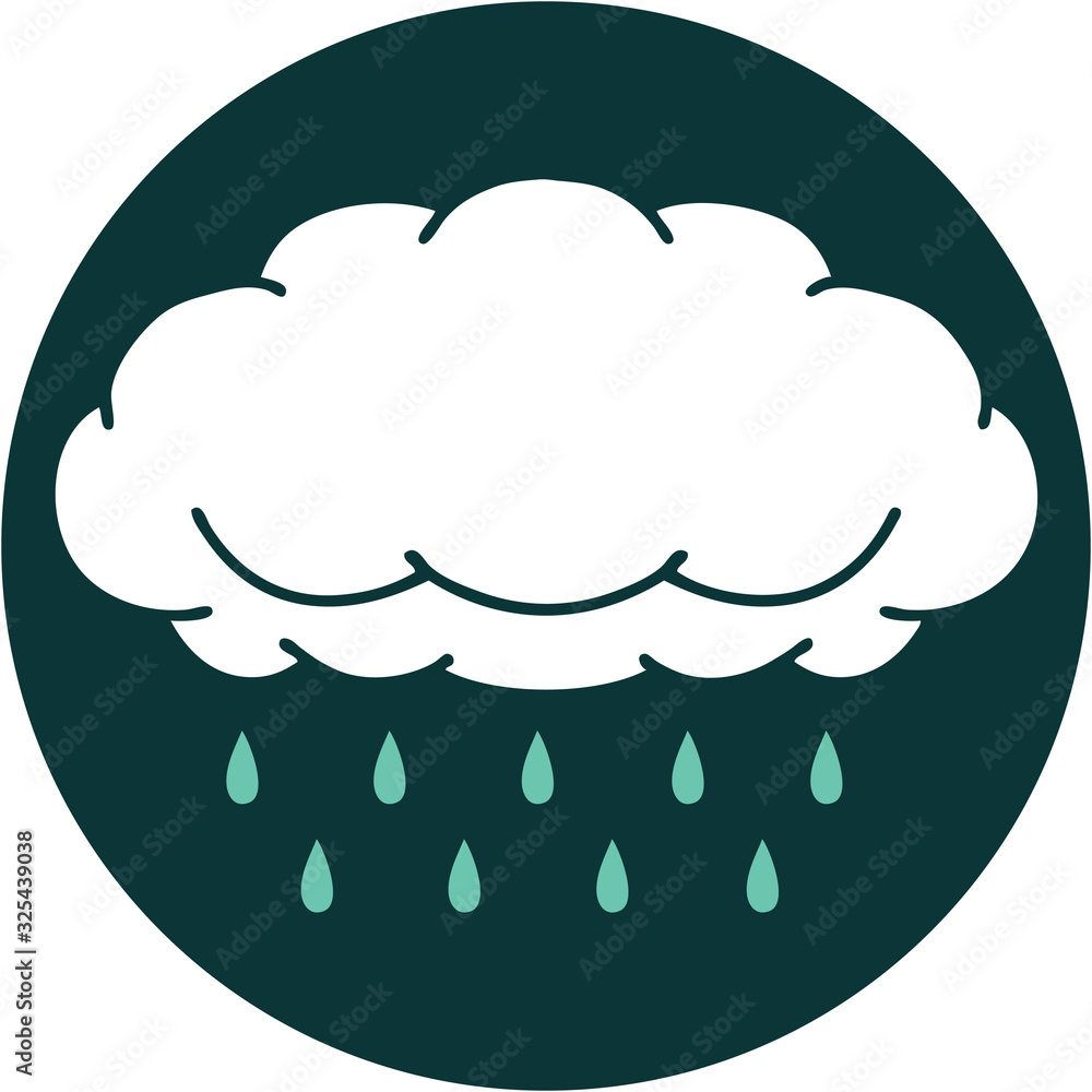 tattoo style icon of a cloud raining tattoo style icon of a cloud raining