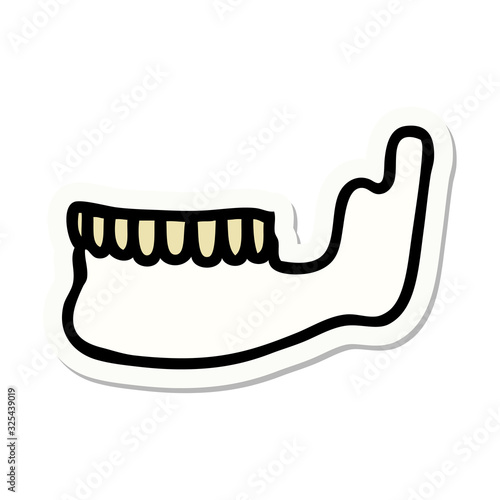 tattoo style sticker of a skeleton jaw
