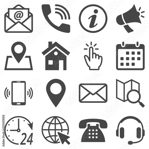 Contact us service icons set of email phone communication and representative person isolated vector illustration