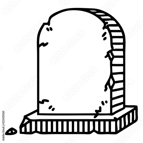 black line tattoo of a grave stone