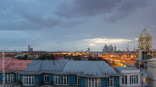 Russia, Moscow cityscape timelapse. View from the roof of a house in the Central part of the city.