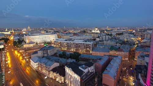 Panoramic view of the building from the roof of center Moscow timelapse, Russia