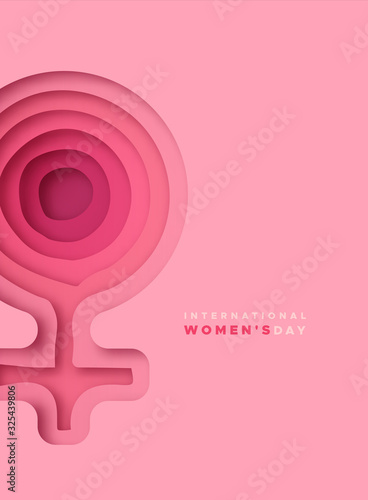 International women's day pink paper cut card