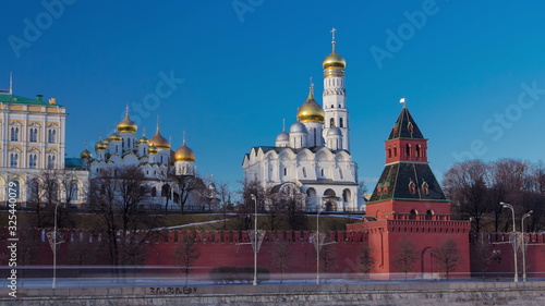 Moscow Kremlin Cathedral winter landscape embankment timelapse