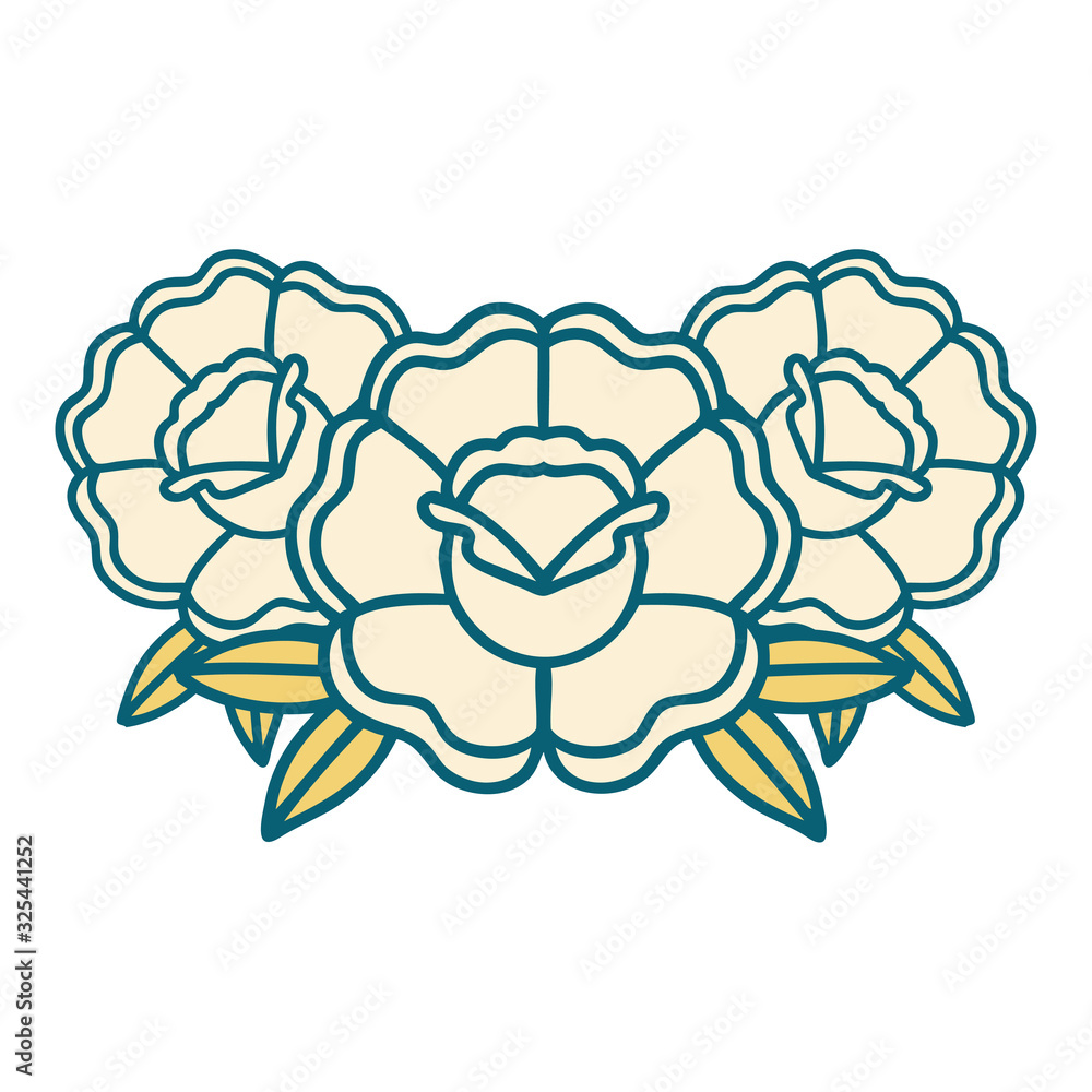 tattoo style icon of a bouquet of flowers tattoo style icon of a bouquet of flowers