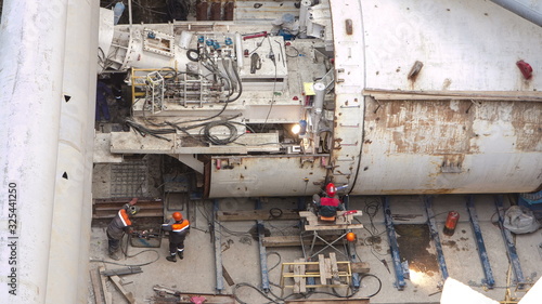 Construction of a new circular metro line. Russia, Moscow timelapse