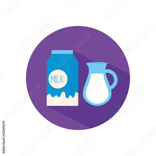 Isolated milk box and jar flat style icon vector design