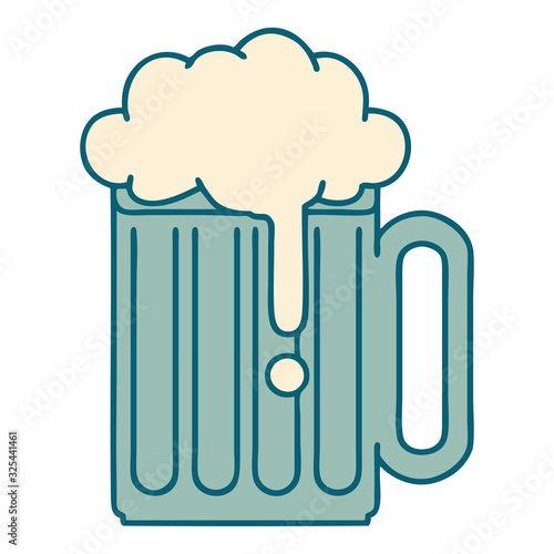 tattoo style icon of a beer tankard