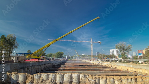 Construction of a new circular metro line. Russia, Moscow timelapse photo
