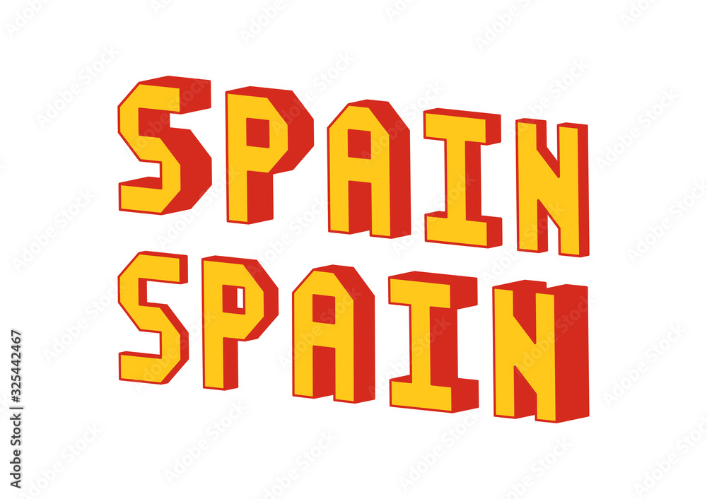 Spain text with 3d isometric effect Spain text with 3d isometric effect
