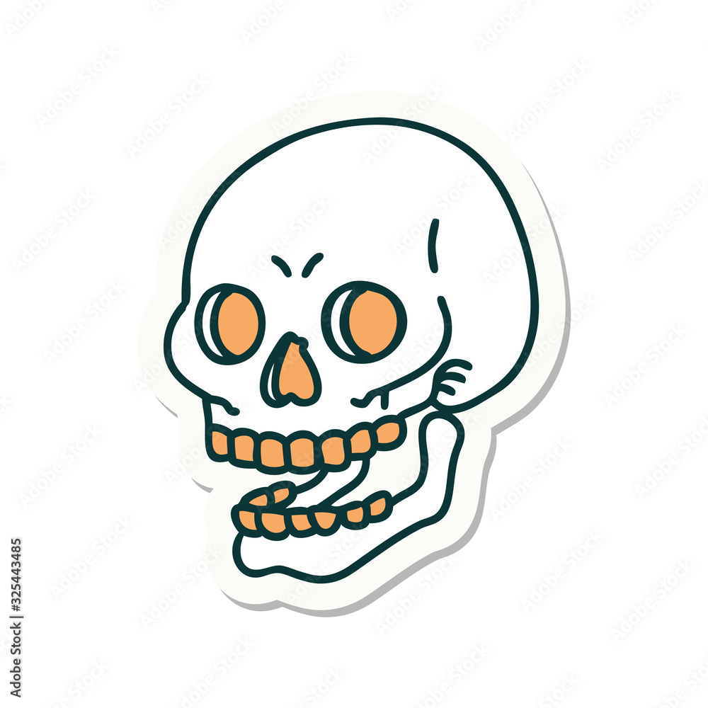 tattoo style sticker of a skull tattoo style sticker of a skull