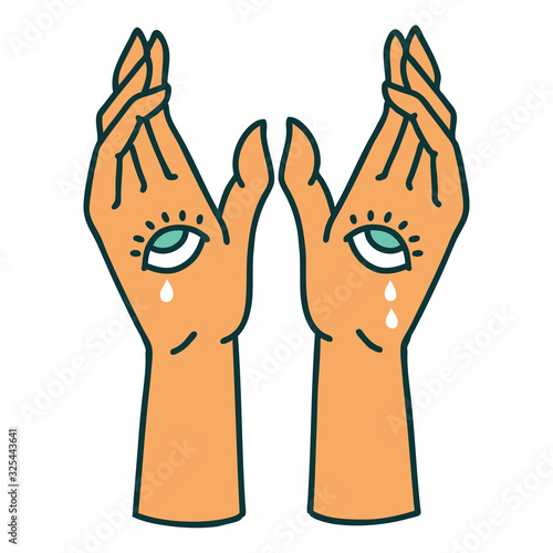 tattoo style icon of mystic hands