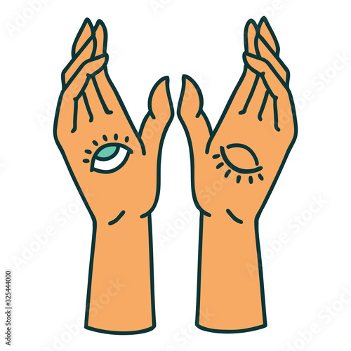 tattoo style icon of mystic hands