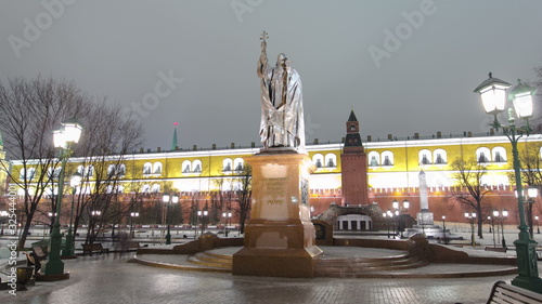 Monument to Ermogen in Alexander's garden in Moscow timelapse . photo