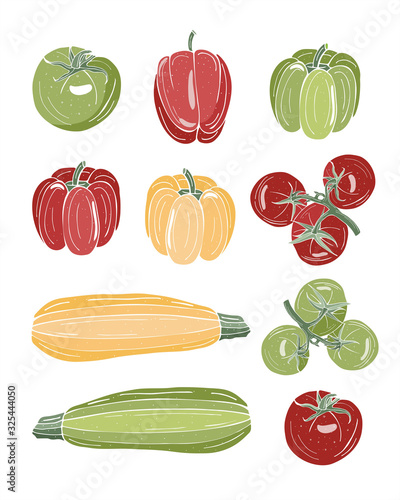 Set of vegetables in a flat style