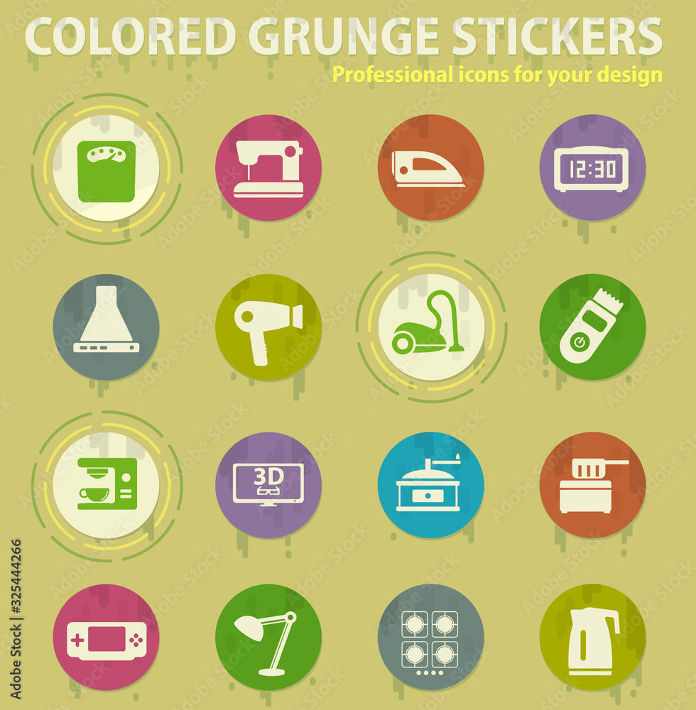 Home applicances colored grunge icons Home applicances colored grunge icons