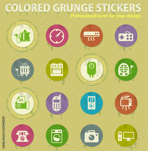Home applicances colored grunge icons