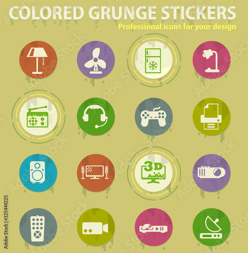 Home applicances colored grunge icons