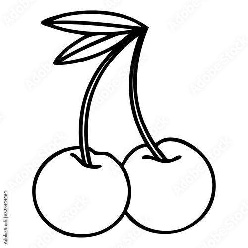 black line tattoo of cherries