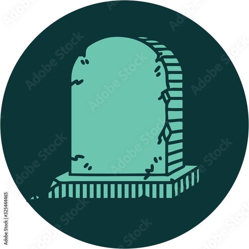 tattoo style icon of a grave stone