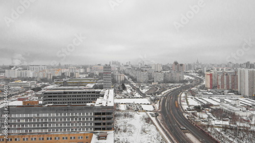 view of the development of Moscow winter day timelapse