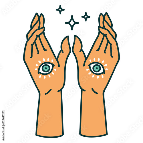 tattoo style icon of mystic hands