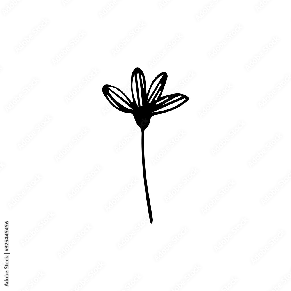 Hand drawn flower flat vector icon isolated on a white background. Hand drawn flower flat vector icon isolated on a white background.