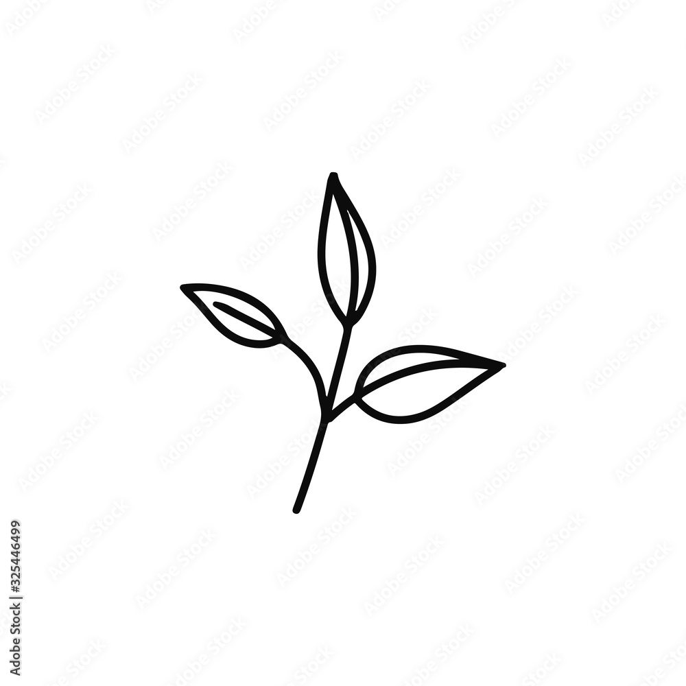 Hand drawn leaves flat vector icon isolated on a white background. Hand drawn leaves flat vector icon isolated on a white background.