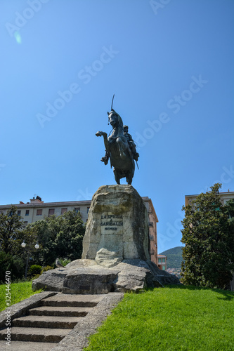 Monument and a statue for Guiseppe Garibaldi in La Spezia in Italy