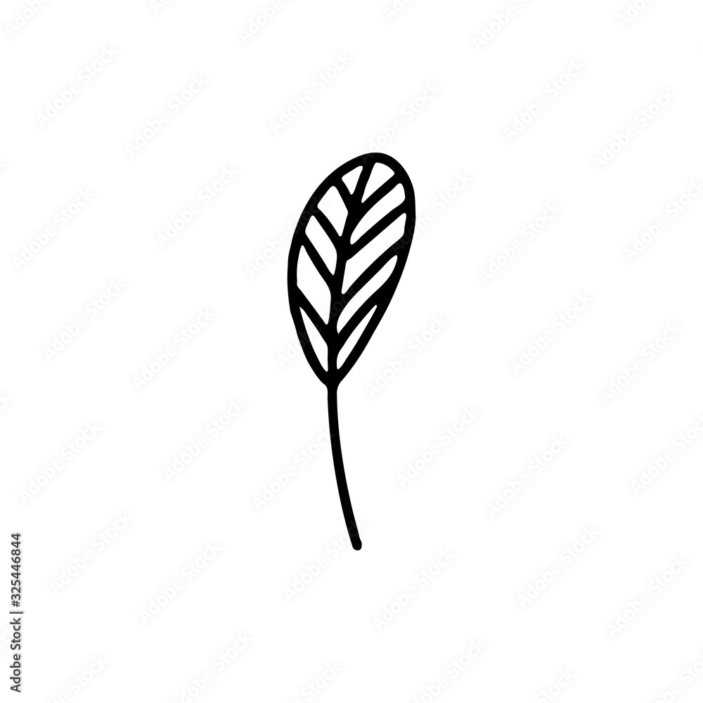 Hand drawn leaves flat vector icon isolated on a white background. Hand drawn leaves flat vector icon isolated on a white background.