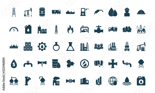 Isolated oil industry silhouette style icon set vector design