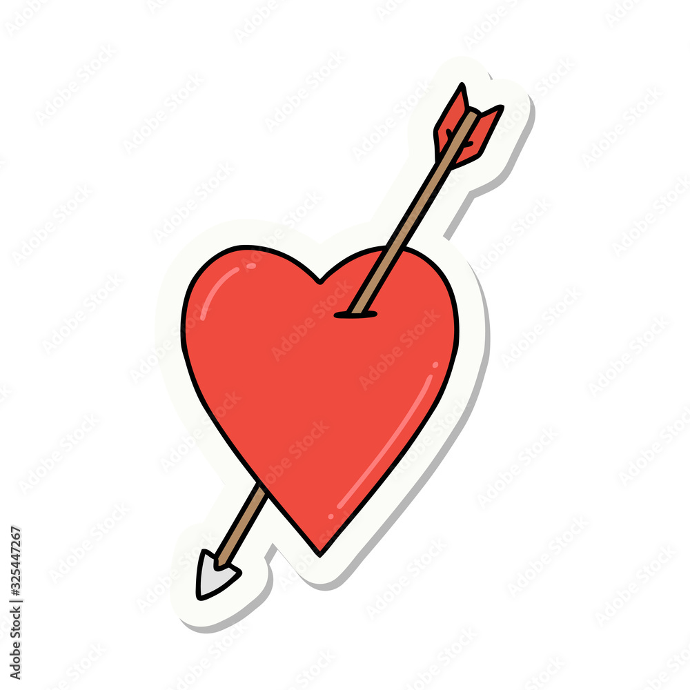 tattoo style sticker of an arrow and heart tattoo style sticker of an arrow and heart