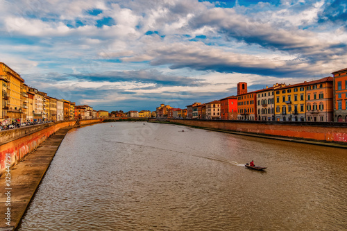 Pisa Italy 11/03/2018:Pisan lungarnos, adorned with wonderful buildings and bridges are the most picturesque and famous places in Pisa, and among the most romantic for sure.Pisa Tuscany Italy © Paolo Borella