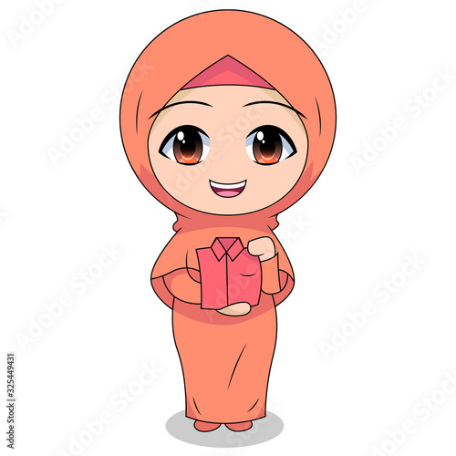 folding clothes. cute Muslim children's cartoon. cartoon Children's daily fun activity. Vector Female Cartoon Character. childrens story books. vector