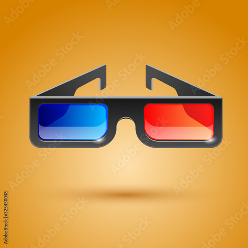 3D black glasses for the film. Vector illustration eps 10.