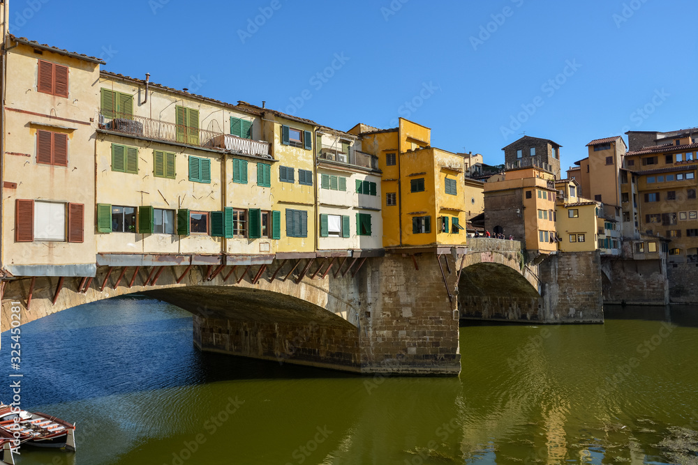 The famous bridge Ponte Vecchio in Florence from the side