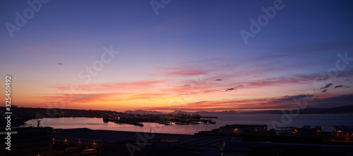 Sunset over the port of Vigo (Galicia, Spain)