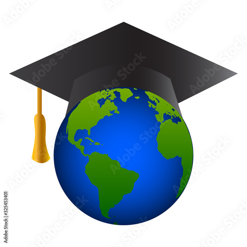 Study Abroad Worldwide Education Vector Icon Illustration Symbol