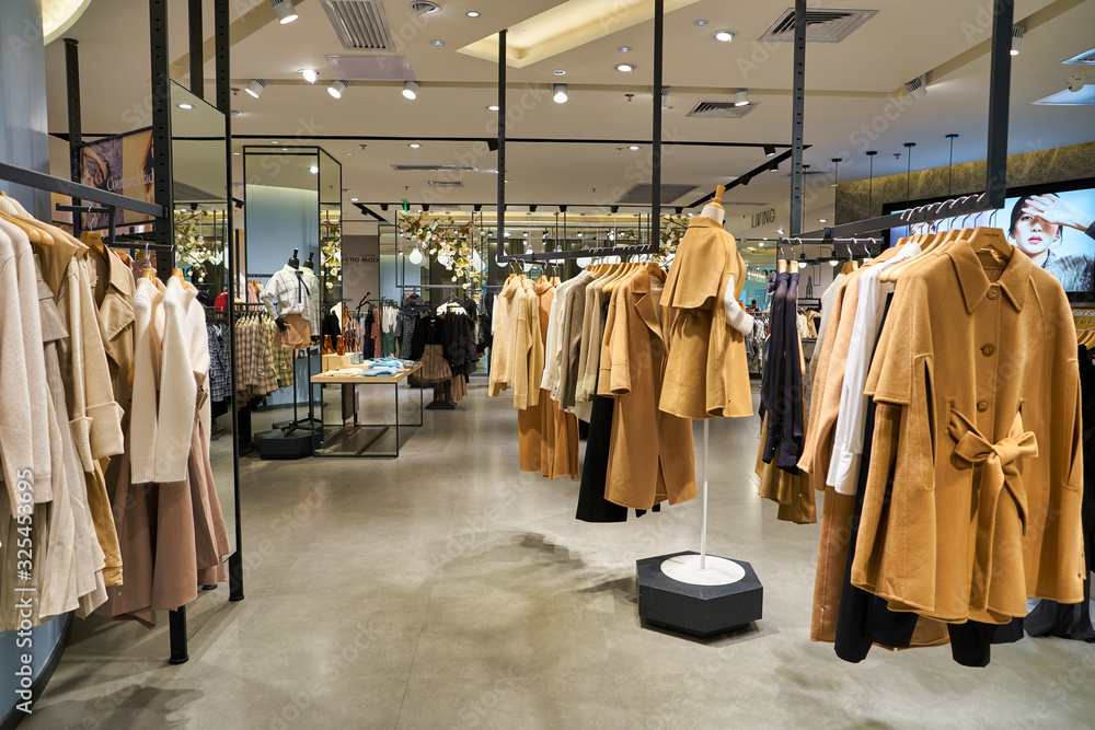 SHENZHEN, CHINA - CIRCA NOVEMBER, 2019: clothing on display at Vero Moda  store in Wongtee Plaza shopping mall in Shenzhen Stock Photo | Adobe Stock