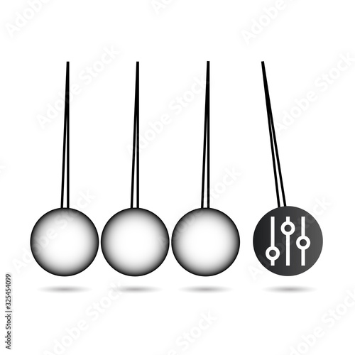 Pendulum Icon, Newton's Cradle with settings slider. music concept. Stock vector illustration isolated on white background.