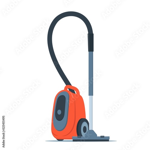 Modern vacuum cleaner. Electrical appliance for cleaning. Hoover for home and professional cleaning. Vector flat style illustration, isolated.