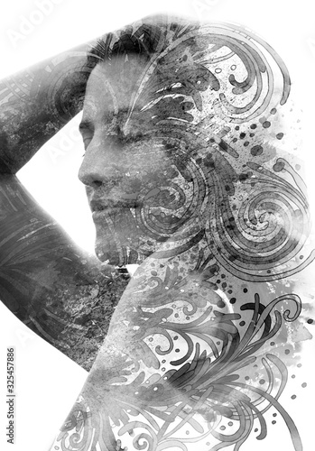 Paintography. A portrait combined with an illustration