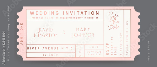 Movie Wedding Ticket Vector