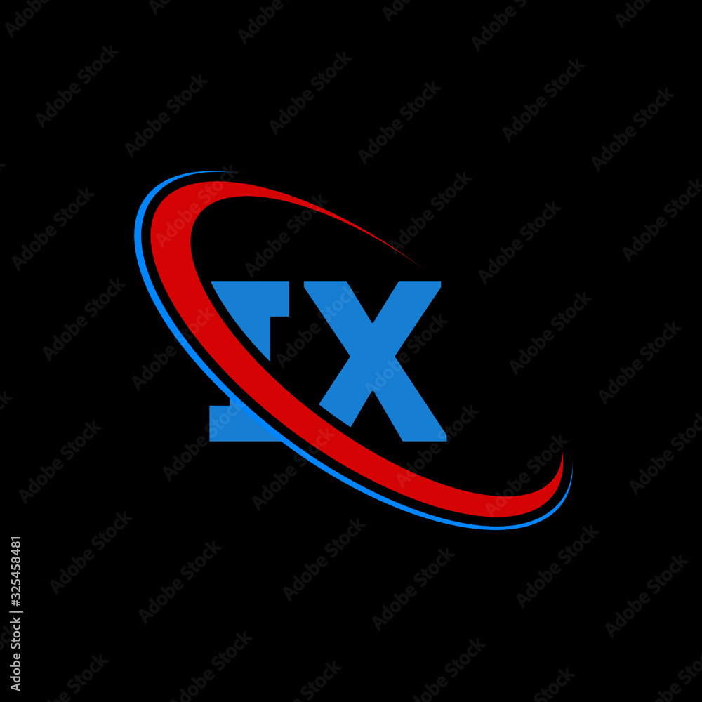 IX, I X letter logo design. Initial letter IX linked circle uppercase ...