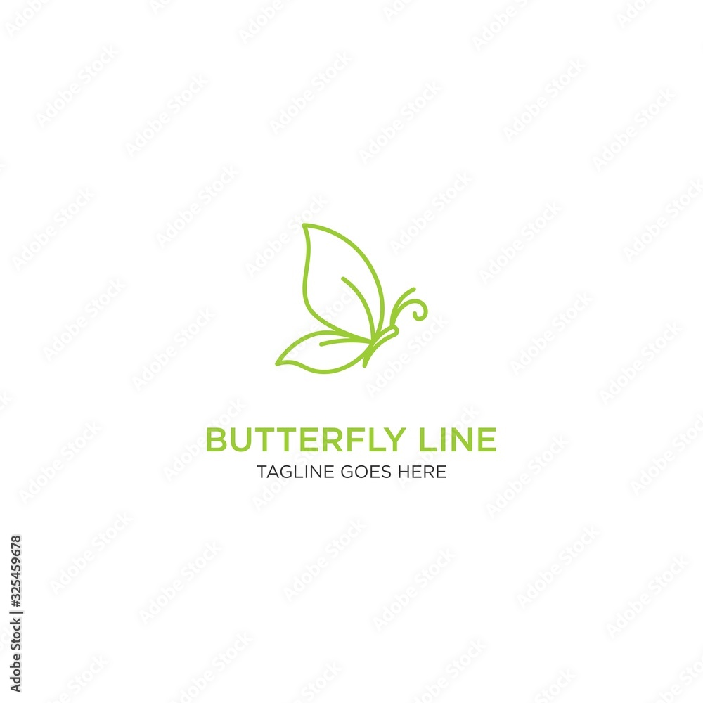 Butterfly with monoline or line art style logo template