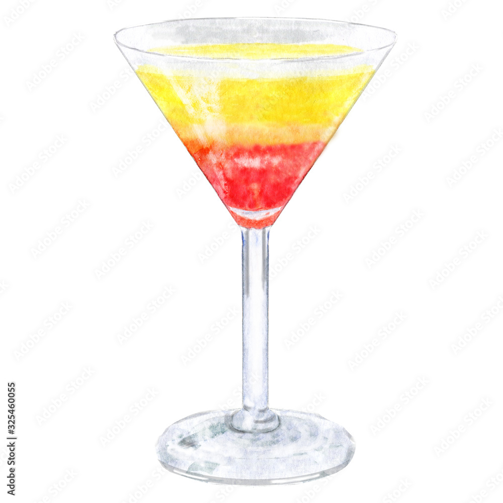 Watercolor illustration of cocktail.