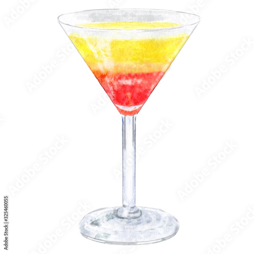 Watercolor illustration of cocktail.